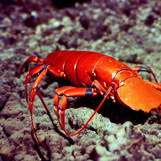 Prompt: an award winning wide - angle analog photograph of a lobster looking like harry potter