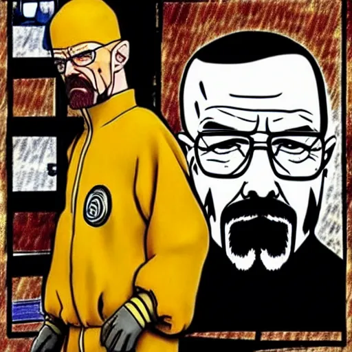 Image similar to walter white becomes naruto in horror film by van gough