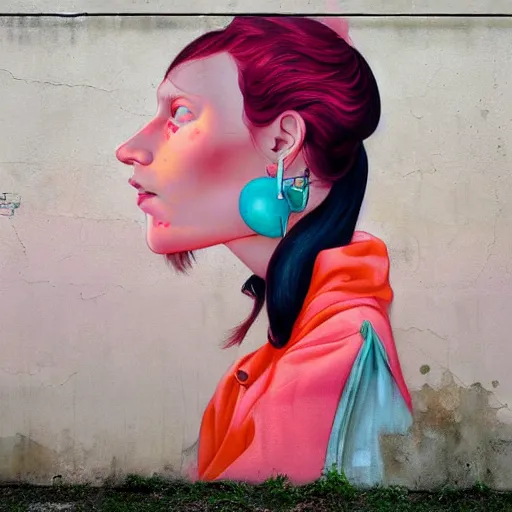 Prompt: pink and orange, street art by Etam Cru and Madsteez Jessie unterholder, katey truhn