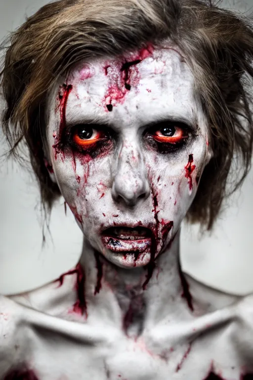 Image similar to a female zombie in her first stages of decay. detailed face. sharp focus. hyper realistic. 8 k photo