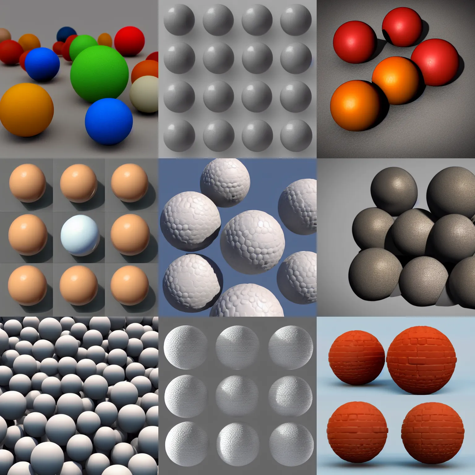 Prompt: array of orbs rendered in 3 d made of plastic. blender texture pack, textures, cgsociety, artstation, sketchfab