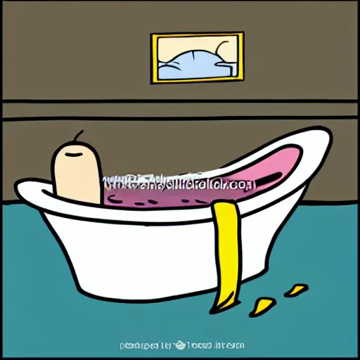 Prompt: whale in a bathtub, cartoon,