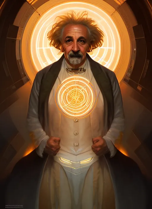 Prompt: symmetry!! portrait of einstein male, chemisty, sci - fi, glowing lights!! intricate, elegant, highly detailed, digital painting, artstation, concept art, smooth, sharp focus, illustration, art by artgerm and greg rutkowski and alphonse mucha, 8 k