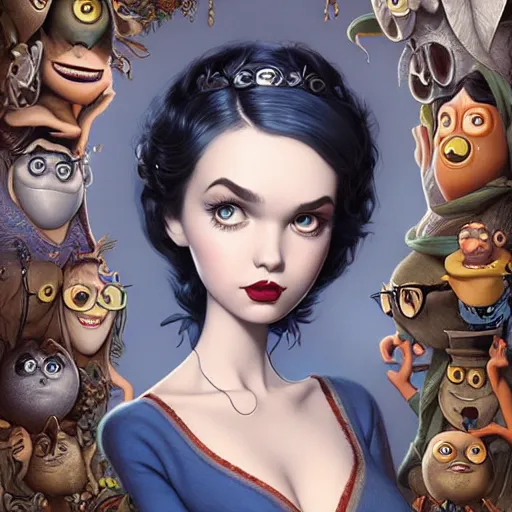 Image similar to Lofi portrait, Pixar style by Joe Fenton and Stanley Artgerm and Tom Bagshaw and Tim Burton, wink