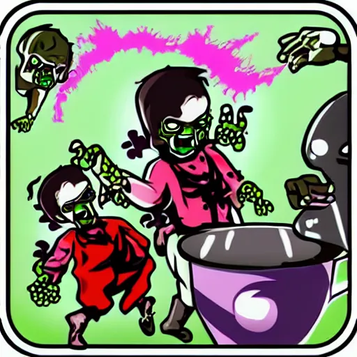 Image similar to teacup fighting zombies