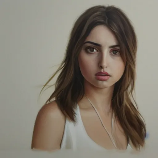 Prompt: a gallery painting portrait of Ana de armas painted by Phil noto