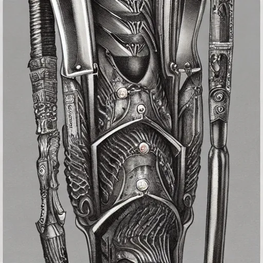 Image similar to giger, h. r. - intricately detailed samurai sword