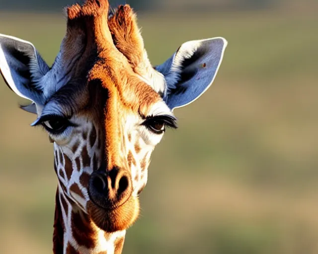 Image similar to a full picture of a whole one giraffe with a short neck in savana