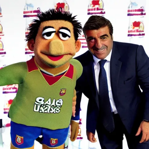 Prompt: xavi hernandez and joan laporta as a muppet