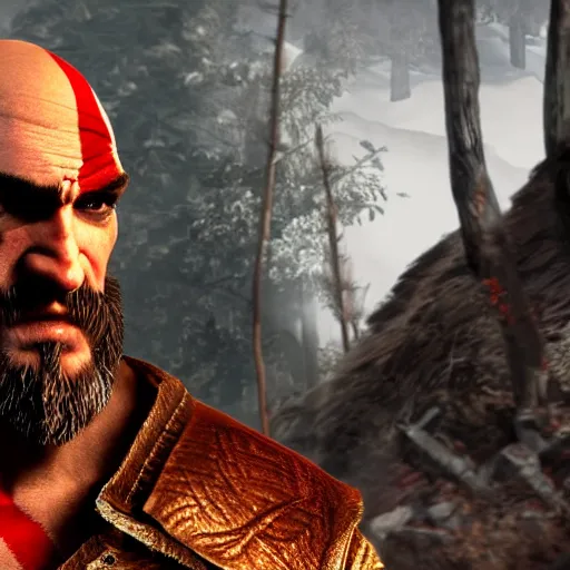 Image similar to quentin tarantino in the video game god of war