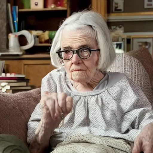 Image similar to Mckenna Grace as an old woman