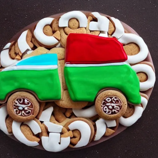 Image similar to realistic car made of cookies