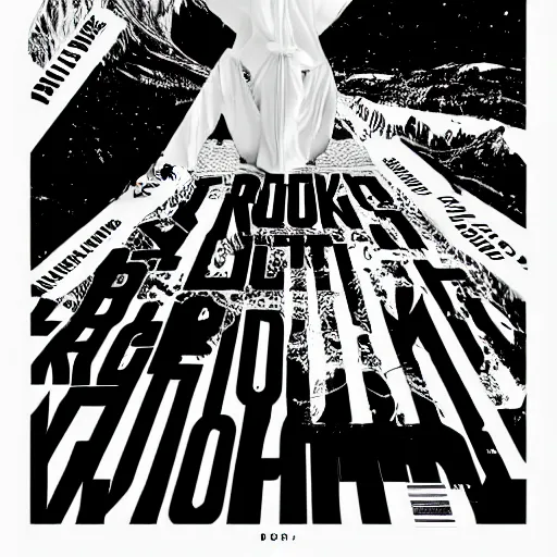 Image similar to black on white editorial cover in style of david rudnick, eric hu, acid, y 2 k