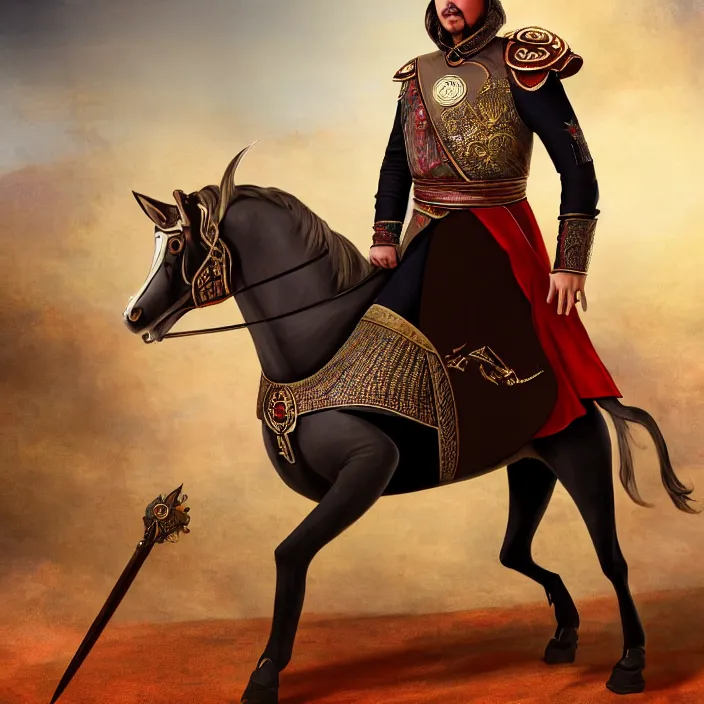 Prompt: full length photo of elon musk as an ottoman warrior, highly detailed, 4 k, hdr, smooth, sharp focus, high resolution, award - winning photo