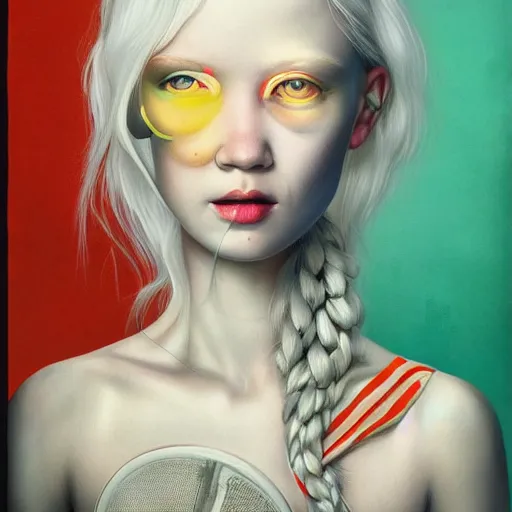 Prompt: Stockholm city portrait, albino girl, Pixar style, by Tristan Eaton Stanley Artgerm and Tom Bagshaw.