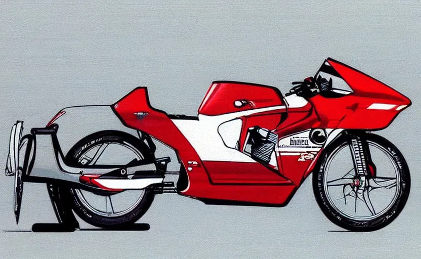 Prompt: 1 9 8 0 s honda race motorcycle concept art, art,