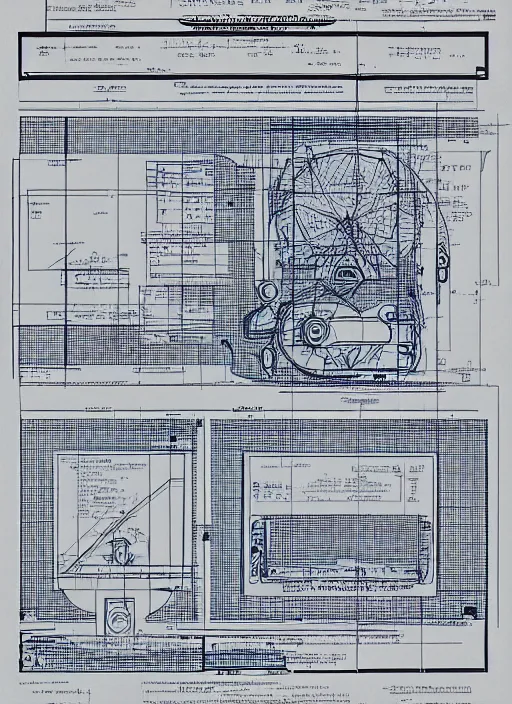 Prompt: blueprints for a time machine, extremely detailed, realistic information, legible text in english