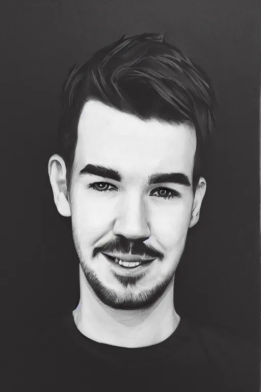 Image similar to Sean McLoughlin, Jacksepticeye, Irish Youtuber, solo portrait, gigachad meme, grayscale 🎨🖌️
