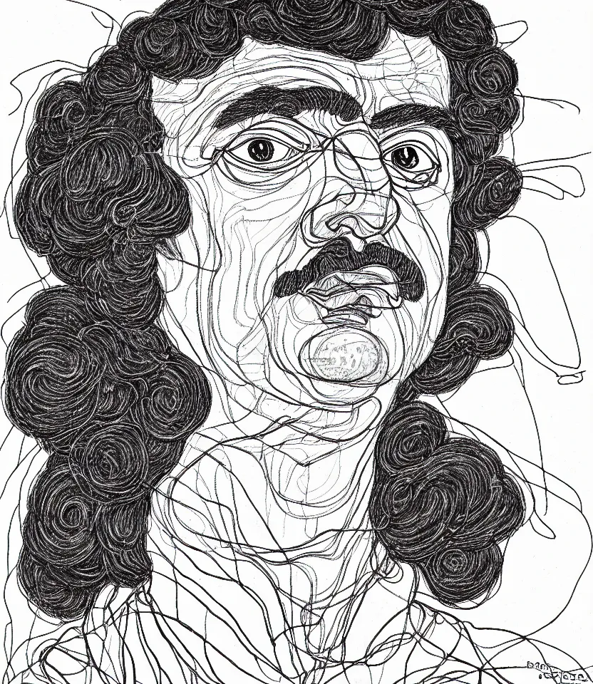 Image similar to detailed line art portrait of honore de balzac, inspired by egon schiele. caricatural, minimalist, bold contour lines, musicality, soft twirls curls and curves, confident personality, raw emotion