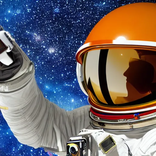 Image similar to astronaut in space, close up of the visor, in Studio MAPPA style