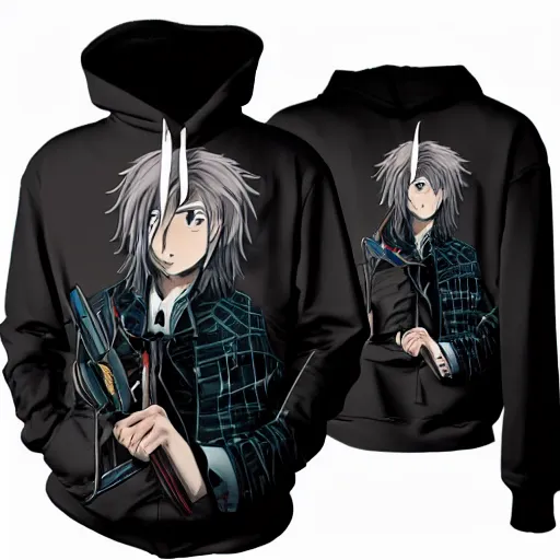 Prompt: anime black hoodie man anime