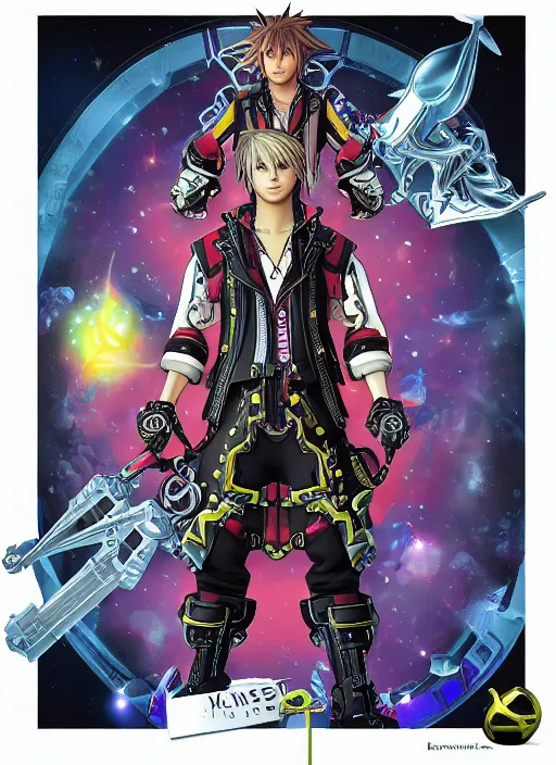 Image similar to elon musk as a kingdom hearts keyblade villain, official square enix hand painted artwork, intricate design, high definition, delicate patterned, fantasy, fashionable rpg clothing