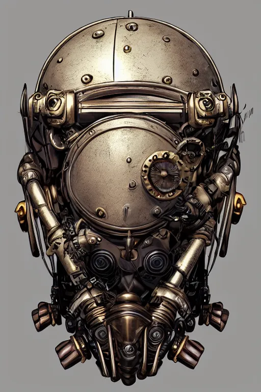 Image similar to steampunk helmet fantasy art mask robot ninja stylized digital illustration sharp focus, elegant intricate digital painting artstation concept art global illumination ray tracing advanced technology chaykin howard and campionpascale and cooke darwyn and davis jack