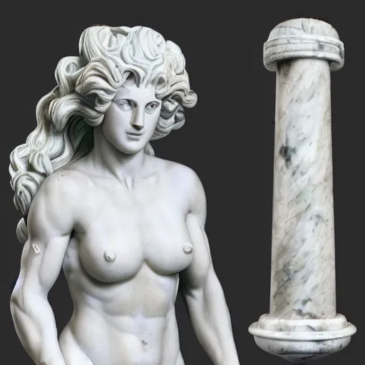 Prompt: a Greek marble statue of pinkie pie