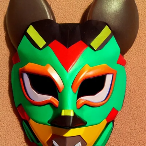 Image similar to nintendo 6 4 majoras mask realistic wearable mask. polygonal. very colorful.