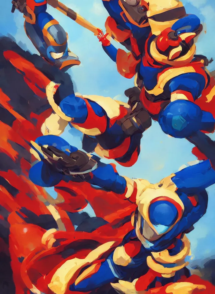 Image similar to orientalist painting of a ninja megaman x zero, in the style of syd mead, jeremy cowart, by greg rutkowski, by greg tocchini, by james gilleard, by joe fenton