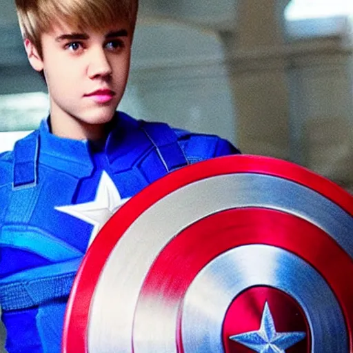 Prompt: Justin Bieber as Captain America