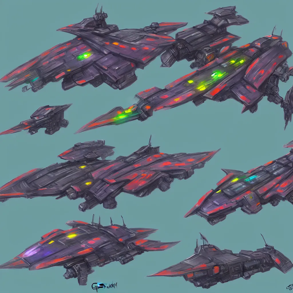 Image similar to combat spaceship from the side concept art colorful by gurmukh basin