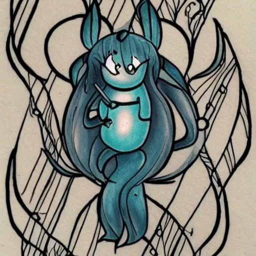 Prompt: tattoo design of a cute will o'the wisp character