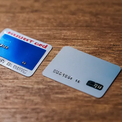 Prompt: a cut in half credit card