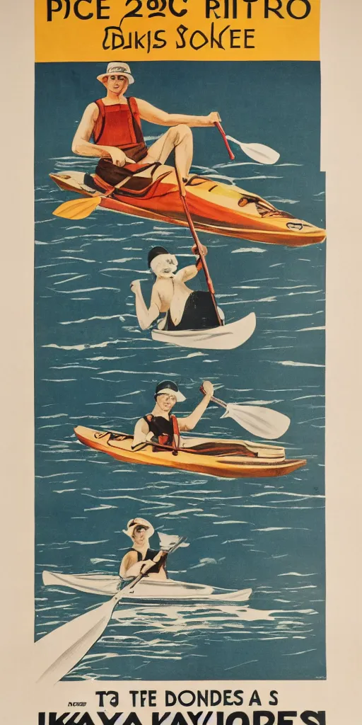 Image similar to a 1 9 2 0 s poster advertising kayaks