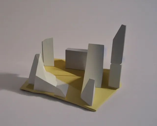 Prompt: minimalist abstract sculpture of cubist hill and valley