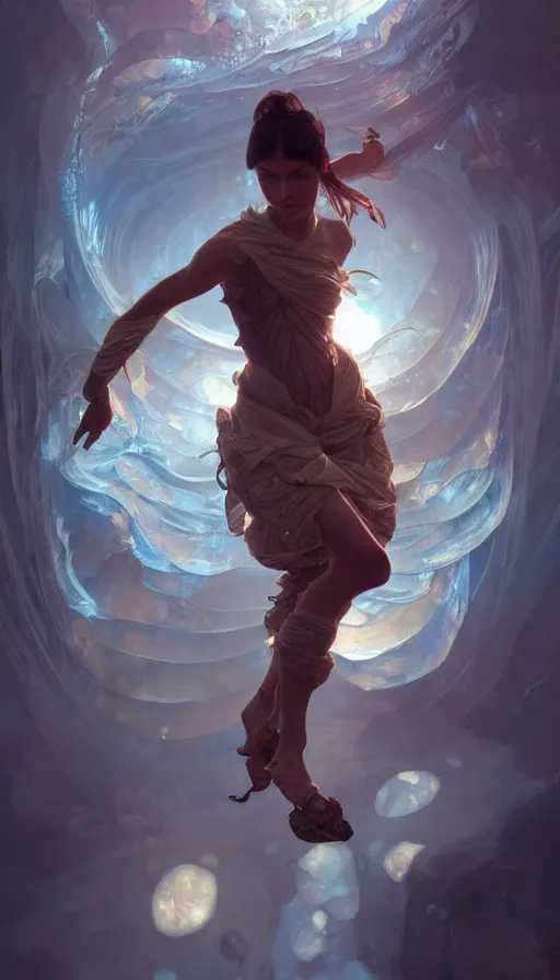 Image similar to jump, fibonacci, sweat drops, insane, intricate, highly detailed, digital painting, artstation, concept art, smooth, sharp focus, illustration, Unreal Engine 5, 8K, art by artgerm and greg rutkowski and alphonse mucha