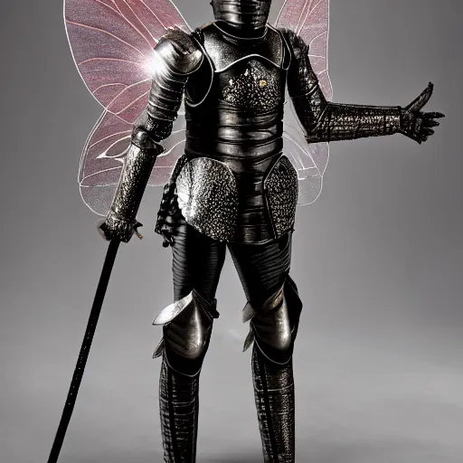 Image similar to full body photo of a fairy warrior with sparkling armour