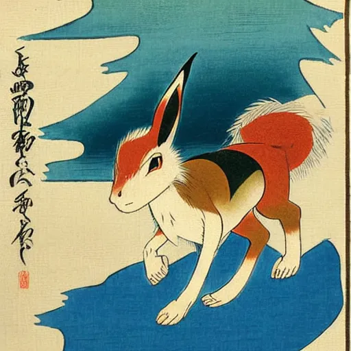 Image similar to Beautiful Ukiyo-e painting of an Eevee