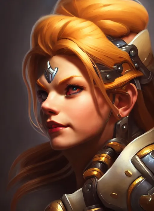 Image similar to lovely brigitte from overwatch, fantasy, fantasy art, character portrait, portrait, close up, highly detailed, scifi art, intricate detail, amazing detail, sharp focus, vintage fantasy art, vintage sci - fi art, radiant light, trending on artstation, caustics, by qichao wang