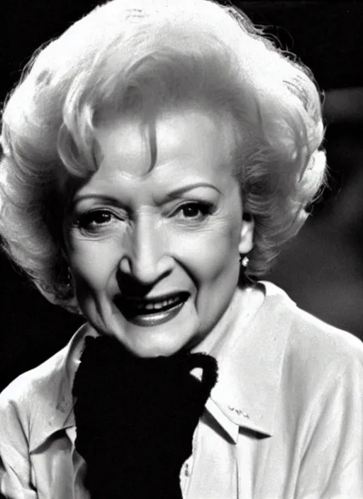 Prompt: a grainy low resolution film photo of Betty White