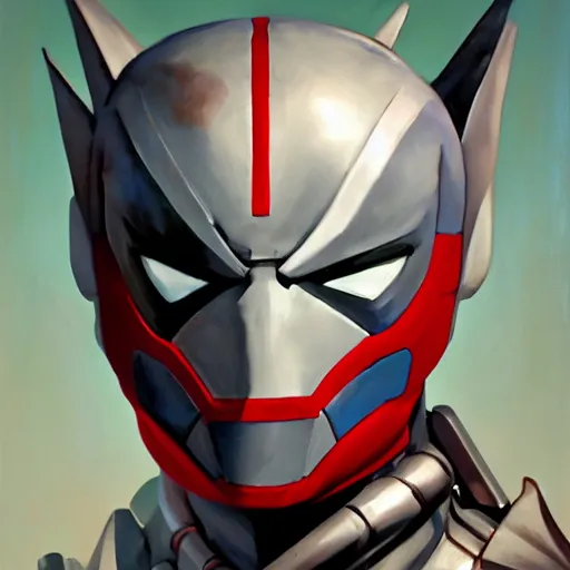 Image similar to greg manchess portrait painting of armored spiderman ultraman grey fox from metal gear cyborg gay japanese - american hybrid as overwatch character, medium shot, asymmetrical, profile picture, organic painting, sunny day, matte painting, bold shapes, hard edges, street art, trending on artstation, by huang guangjian and ail elvgren and sachin teng