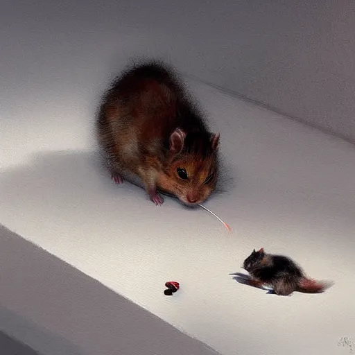 Prompt: a hamster killing a cat by greg rutkowski