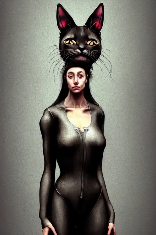 Prompt: epic professional digital art of female human - cat hybrid animal wearing suit, jumpsuit, humanoid car head, cat ears, painting, by leesha hannigan, iris van herpen, artstation, cgsociety, wlop, epic, much wow, much detail, gorgeous, detailed, cinematic, masterpiece