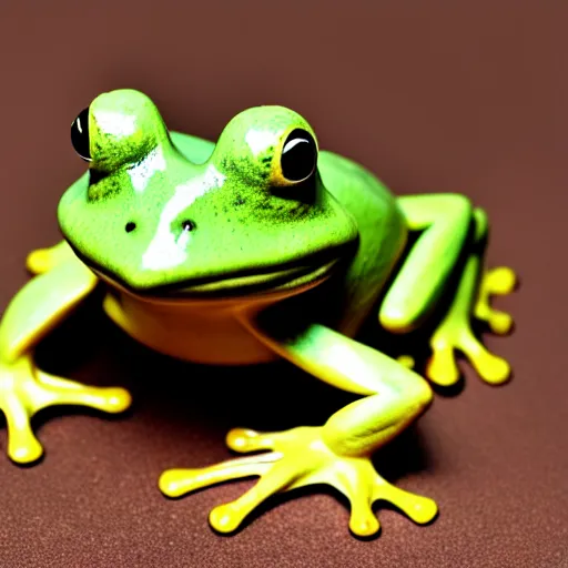 Image similar to beatiful photograph of cute raw clay frog, simple background, natural lighting, 4 k, award - winning