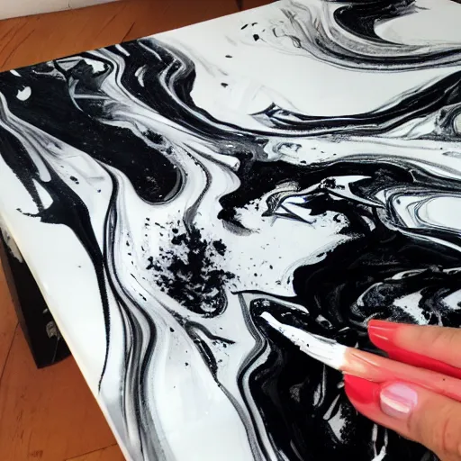 Image similar to liquid marble acrylic fluid paint, black ink in white backgroud