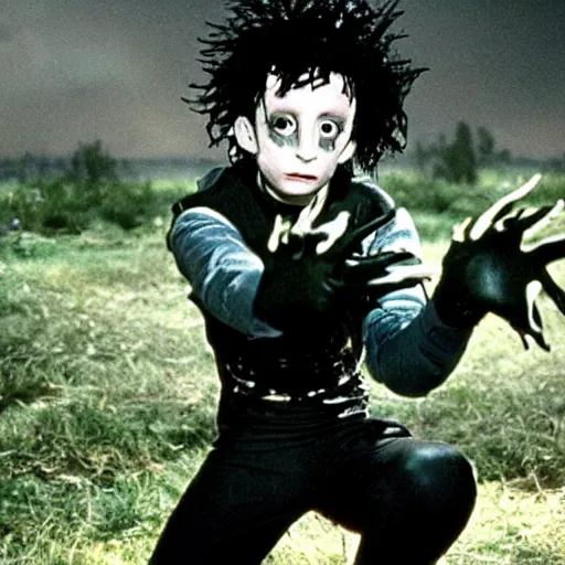 Image similar to a still of Edward ForkHands, in the film Edward Scissorhands