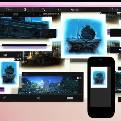 Prompt: “AI video mobile editor, concept art”