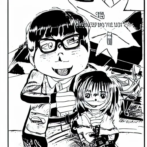 Prompt: Manga version of Ralphie\'s dad from A Christmas Story (1983)