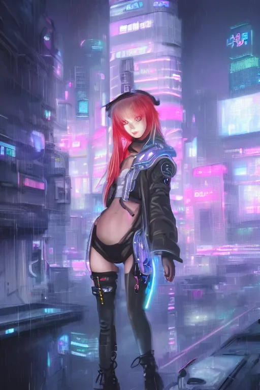 Image similar to portrait futuristic cute cyberpunk young female Alchemist, in futuristic stormy heavy snowy thunder flashing tokyo rooftop cyberpunk night, ssci-fi, fantasy, intricate, very very beautiful, elegant, neon light, highly detailed, digital painting, artstation, concept art, soft light, hdri, smooth, sharp focus, illustration, art by tian zi and craig mullins and WLOP and alphonse mucha